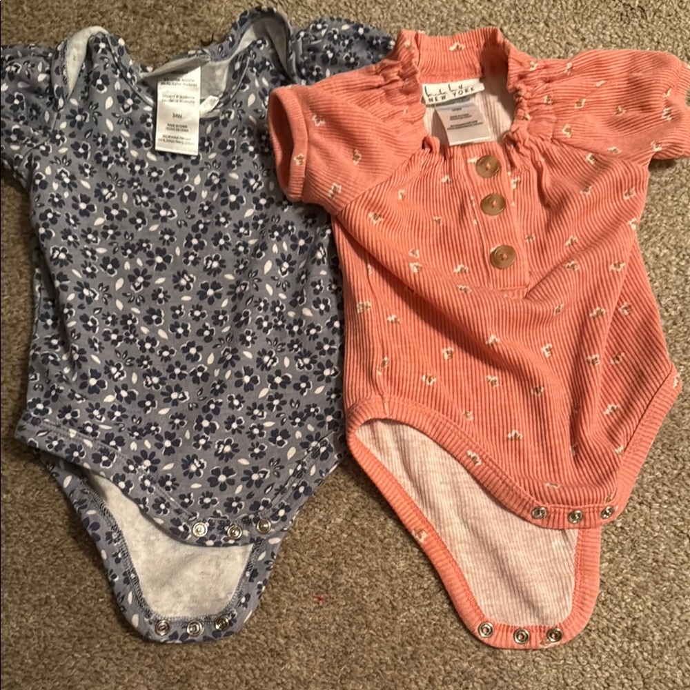 Nicole by Nicole Miller Blue and Pink Bodysuits Soft Comfortable One Pieces
